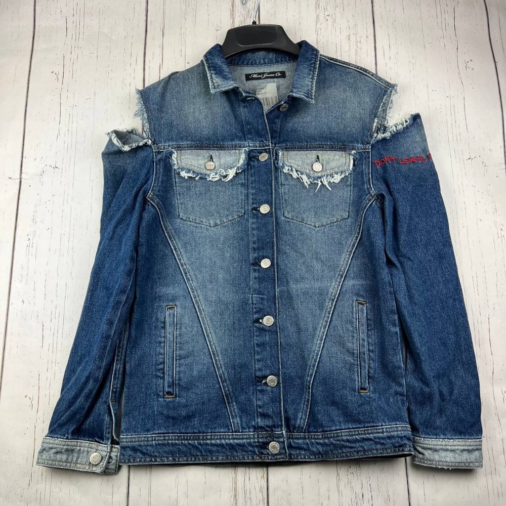 Mavi Small‎ Classic Fit Stretchable Distressed Denim Jeans Jacket Blue Women New